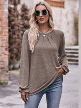 Load image into Gallery viewer, Double Take Long Flounce Sleeve Round Neck Blouse Ti Amo I love you
