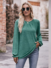 Load image into Gallery viewer, Double Take Long Flounce Sleeve Round Neck Blouse Ti Amo I love you
