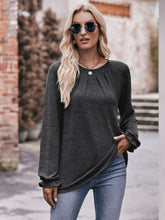 Load image into Gallery viewer, Double Take Long Flounce Sleeve Round Neck Blouse Ti Amo I love you
