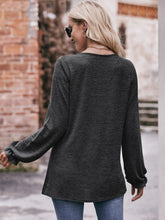 Load image into Gallery viewer, Double Take Long Flounce Sleeve Round Neck Blouse Ti Amo I love you
