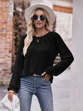 Load image into Gallery viewer, Double Take Long Flounce Sleeve Round Neck Blouse Ti Amo I love you
