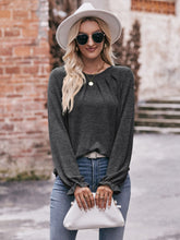 Load image into Gallery viewer, Double Take Long Flounce Sleeve Round Neck Blouse Ti Amo I love you
