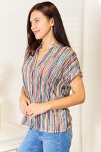 Load image into Gallery viewer, Double Take Multicolored Stripe Notched Neck Top - Sizes S-XL Ti Amo I love you
