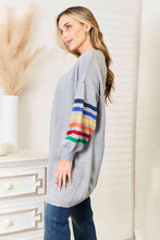 Load image into Gallery viewer, Double Take Multicolored Stripe Open Front Longline Cardigan Ti Amo I love you
