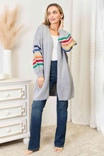 Load image into Gallery viewer, Double Take Multicolored Stripe Open Front Longline Cardigan Ti Amo I love you
