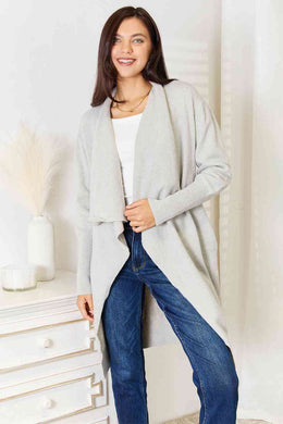 Double Take Open Front Duster Cardigan with Pockets - Sizes S-XL Ti Amo I love you