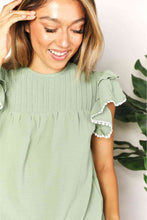 Load image into Gallery viewer, Double Take Pleated Detail Flutter Sleeve Blouse Ti Amo I love you
