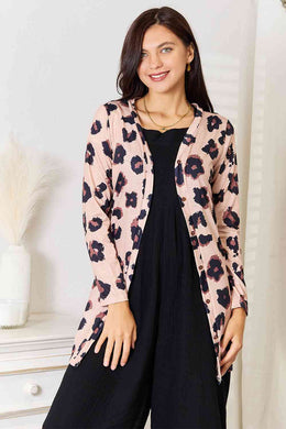 Double Take Printed Button Front Longline Cardigan - Sizes S-XL Ti Amo I love you