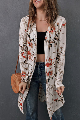 Double Take Printed Open Front Longline Cardigan Ti Amo I love you