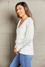 Load image into Gallery viewer, Double Take Rib-Knit Plunge Raglan Sleeve Cardigan Ti Amo I love you
