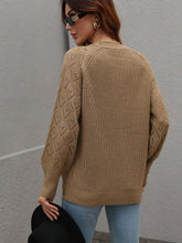 Load image into Gallery viewer, Double Take Rib-Knit Plunge Raglan Sleeve Cardigan Ti Amo I love you
