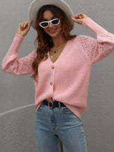 Load image into Gallery viewer, Double Take Rib-Knit Plunge Raglan Sleeve Cardigan Ti Amo I love you
