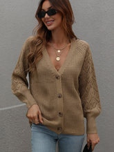 Load image into Gallery viewer, Double Take Rib-Knit Plunge Raglan Sleeve Cardigan Ti Amo I love you
