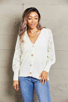 Double Take Rib-Knit Plunge Raglan Sleeve Cardigan Ti Amo I love you