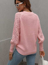 Load image into Gallery viewer, Double Take Rib-Knit Plunge Raglan Sleeve Cardigan Ti Amo I love you
