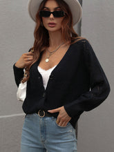 Load image into Gallery viewer, Double Take Rib-Knit Plunge Raglan Sleeve Cardigan Ti Amo I love you
