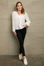 Load image into Gallery viewer, Double Take Ruffle Hem Fringe V-Neck Balloon Sleeve Blouse Ti Amo I love you
