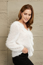 Load image into Gallery viewer, Double Take Ruffle Hem Fringe V-Neck Balloon Sleeve Blouse Ti Amo I love you
