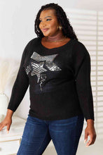 Load image into Gallery viewer, Double Take Sequin Graphic Dolman Sleeve Knit Top Ti Amo I love you
