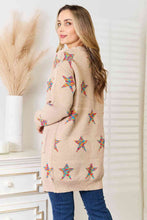 Load image into Gallery viewer, Double Take Star Pattern Open Front Longline Cardigan Ti Amo I love you
