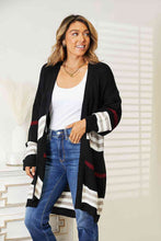 Load image into Gallery viewer, Double Take Striped Rib-Knit Drop Shoulder Open Front Cardigan - Sizes S-L Ti Amo I love you
