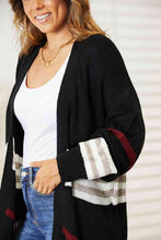 Load image into Gallery viewer, Double Take Striped Rib-Knit Drop Shoulder Open Front Cardigan - Sizes S-L Ti Amo I love you
