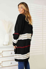 Load image into Gallery viewer, Double Take Striped Rib-Knit Drop Shoulder Open Front Cardigan - Sizes S-L Ti Amo I love you
