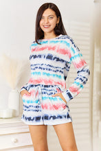 Load image into Gallery viewer, Double Take Tie-Dye Dropped Shoulder Lounge Set - Sizes S-2XL Ti Amo I love you
