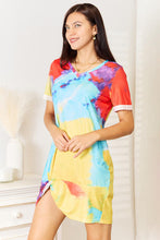 Load image into Gallery viewer, Double Take Tie-Dye V-Neck Twisted Dress Ti Amo I love you
