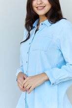 Load image into Gallery viewer, Doublju Blue Jean Baby Denim Button Down Shirt Top in Light Blue - Sizes S-XL Ti Amo I love you
