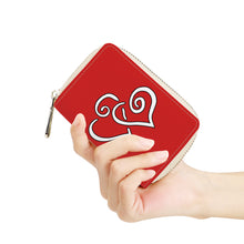 Load image into Gallery viewer, Ti Amo I love you - Exclusive Brand - Mario Red - Double White Heart - PU Leather - Zipper Card Holder
