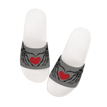 Load image into Gallery viewer, Ti Amo I love you - Exclusive Brand - Concord Gray - Skeleton Hands with Heart -  Slide Sandals - White Soles
