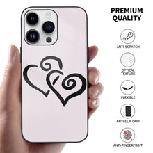 Load image into Gallery viewer, Ti Amo I love you - Exclusive Brand - Prim -Double Black Heart -  iPhone 14 Glass Case (3 cameras)
