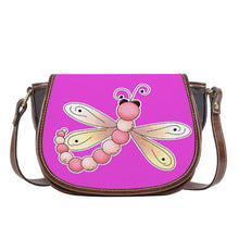 Load image into Gallery viewer, Ti Amo I love you - Exclusive Brand - Brilliant Lavender Rose- Dragonfly - Saddle Bag
