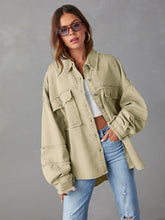 Load image into Gallery viewer, Dropped Shoulder Raw Hem Jacket Ti Amo I love you
