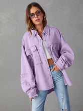 Load image into Gallery viewer, Dropped Shoulder Raw Hem Jacket Ti Amo I love you
