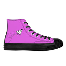 Load image into Gallery viewer, Ti Amo I love you - Exclusive Brand - Deep Lavender Magenta - Paper Airplane - High Top Canvas Shoes - Black Soles
