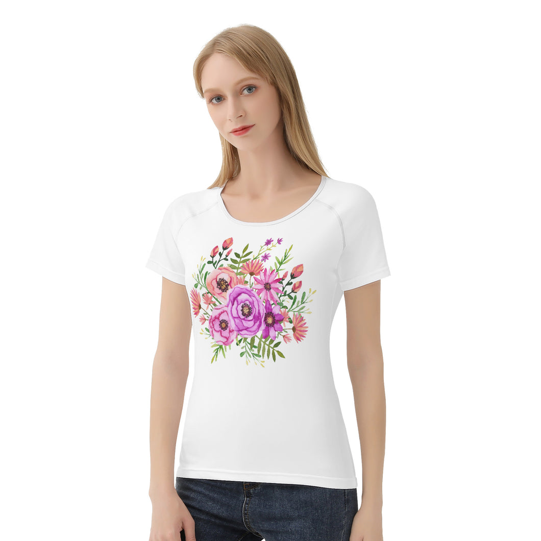 Ti Amo I love you - Exclusive Brand  - White - Floral Bouquet - Women's T shirt - Sizes XS-2XL