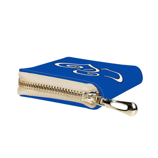 Ti Amo I love you - Exclusive Brand - Dark Blue - Double White Heart - PU Leather - Zipper Card Holder