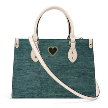 Load image into Gallery viewer, Ti Amo I love you - Exclusive Brand - Green Denim - Luxury Womens PU Tote Bag - Cream Straps
