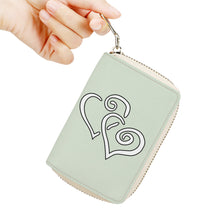 Load image into Gallery viewer, Ti Amo I love you - Exclusive Brand - Periglacial Blue - Double White Heart - PU Leather - Zipper Card Holder
