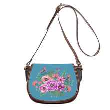 Load image into Gallery viewer, Ti Amo I love you - Exclusive Brand - Blue Koi - Pink Floral Pattern -  Saddle Bag
