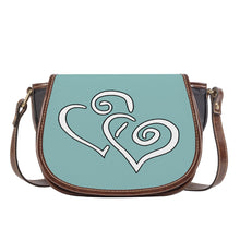 Load image into Gallery viewer, Ti Amo I love you - Exclusive Brand - Shadow Green 2 - Double White Heart - Saddle Bag
