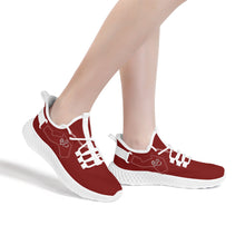 Load image into Gallery viewer, Ti Amo I love you - Exclusive Brand - Dark Burgundy -  Double Heart - Womens Mesh Knit Shoes - White Soles
