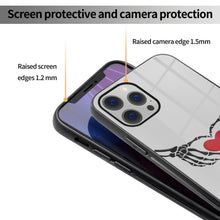 Load image into Gallery viewer, Ti Amo I love you - Exclusive Brand - Silver - Skeleton Hands with Heart -  iPhone 12 ProMax Glass Case (2 cameras)
