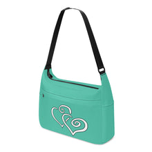 Load image into Gallery viewer, Ti Amo I love you - Exclusive Brand  - Light Sea Green - Double White Heart - Journey Computer Shoulder Bag
