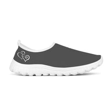 Load image into Gallery viewer, Ti Amo I love you - Exclusive Brand - Davy&#39;s Grey - Double White Heart - Women&#39;s Mesh Running Shoes - White Soles
