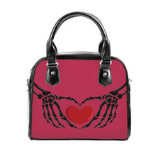 Load image into Gallery viewer, Ti Amo I love you - Exclusive Brand - Viva Magenta - Skeleton Hands with Heart - Shoulder Handbag
