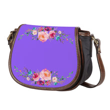 Load image into Gallery viewer, Ti Amo I love you - Exclusive Brand - Heliotrope 3 - Front &amp; Top Floral Swag-  Saddle Bag
