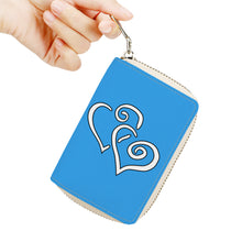 Load image into Gallery viewer, Ti Amo I love you - Exclusive Brand - Picton Blue 2 - PU Leather - Double White Heart - Zipper Card Holder
